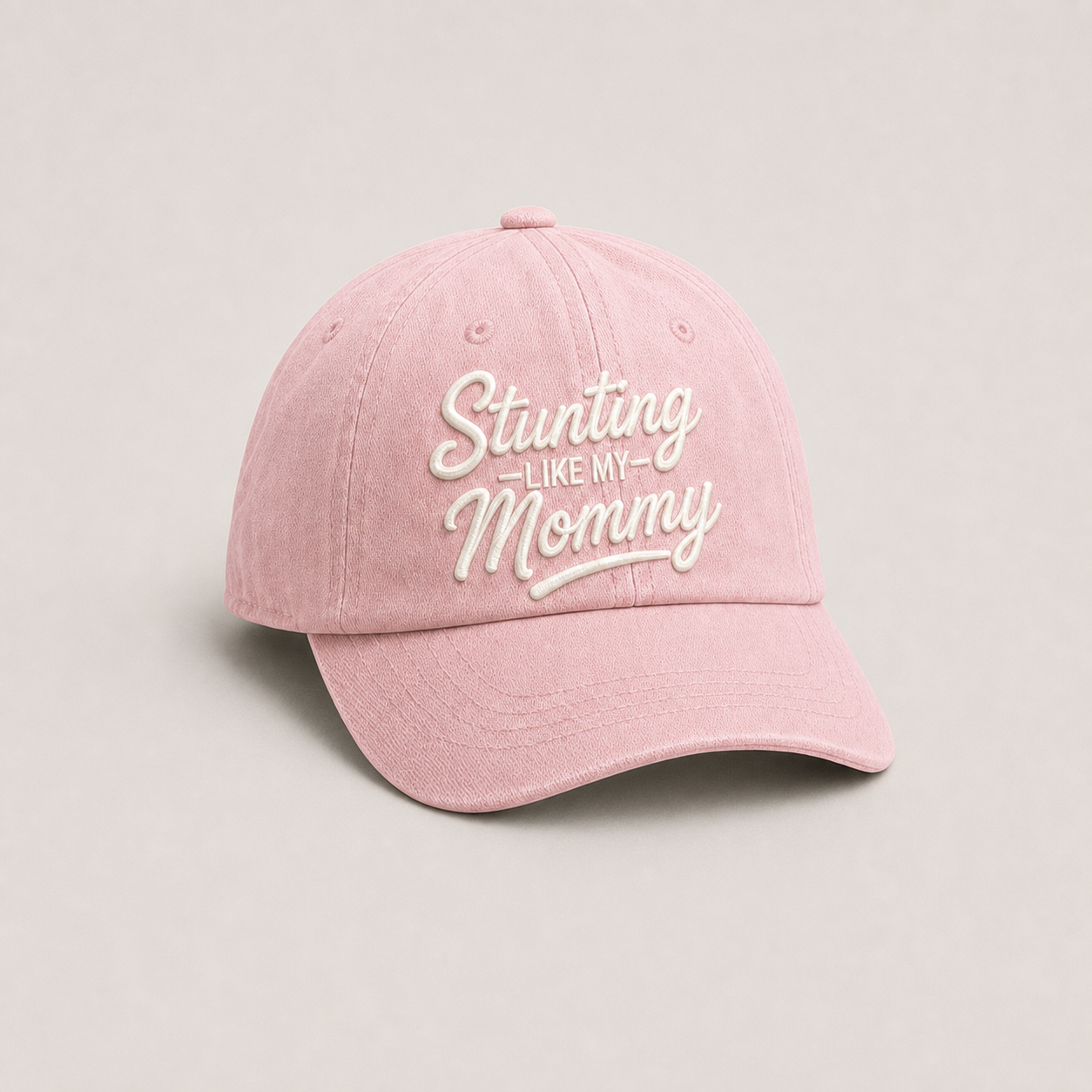 Stunting Like My Mommy hat in blush pink, front view
